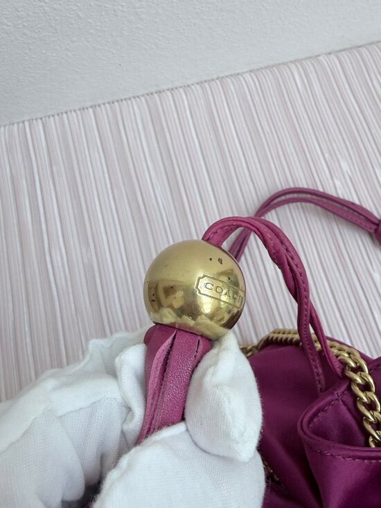 Coach Amanda Drawstring Shoulder Bag 43178 - Fuchsia Satin - 2009 - in EUC